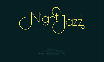 Nightjazz typography beauty fashion elegant minimalist serif italic fonts decorative wedding vintage retro logos. Minimal luxury font alphabet logo. Vector illustration