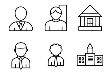 6 set difference corporate office icon silhouette vector,icon illustration on white background.