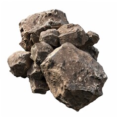 3D rendered asteroid cluster isolated on white 