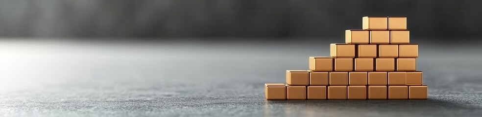 Golden bars stacked in ascending order, representing continuous revenue growth and market trends, revenue growth, financial growth