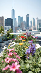 Cityscape with Flower Garden