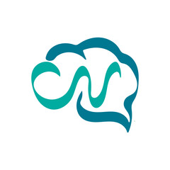 Modern Letter N brain logo illustration design.