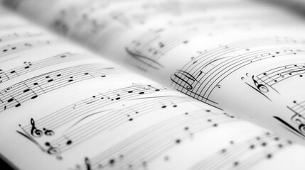 Sheet music for a classical composition, elegantly displayed, notes almost dancing off the page,