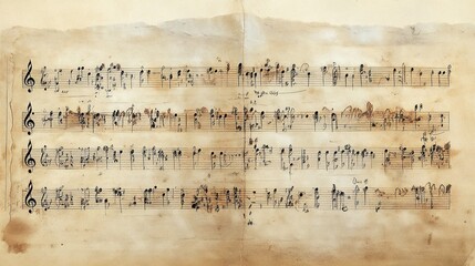 Fototapeta premium Sheet music for a classical composition, elegantly displayed, notes almost dancing off the page,