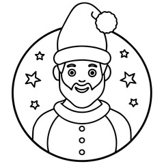 christmas tree with snowman and gifts line art vector svg