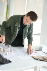 Architecture interior Asianman Creative project plan&nbsp;designer home and Choose interior materials  drawing interior on blueprint.