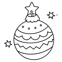 christmas tree with snowman and gifts line art vector svg