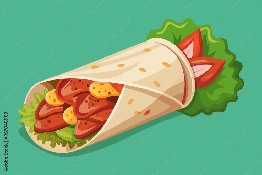 Wall mural Flat design nutritious shawarma illustration Vector illustration