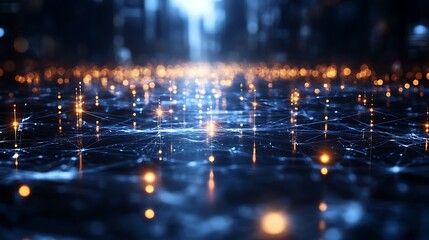 Global innovators linked by radiant lines of communication, each contributing to a central glowing hub, with ideas represented as flowing light orbs, set against a dark, futuristic backdrop,