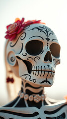 Sugar Skull with Floral Headband