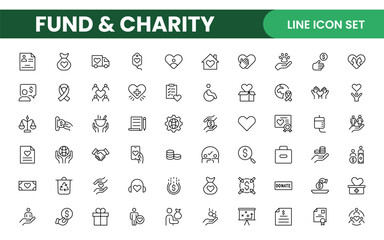 A Complete Icon Set for Charity Organizations, Fundraising Events, Nonprofit Campaigns, Donation Drives, Volunteer Programs, Social Justice, and Community Support Activities