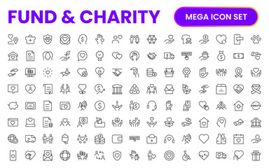 A Complete Icon Set for Charity Organizations, Fundraising Events, Nonprofit Campaigns, Donation Drives, Volunteer Programs, Social Justice, and Community Support Activities