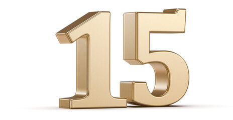 Gold 3D Number 15