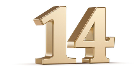 Gold 3D Number 14