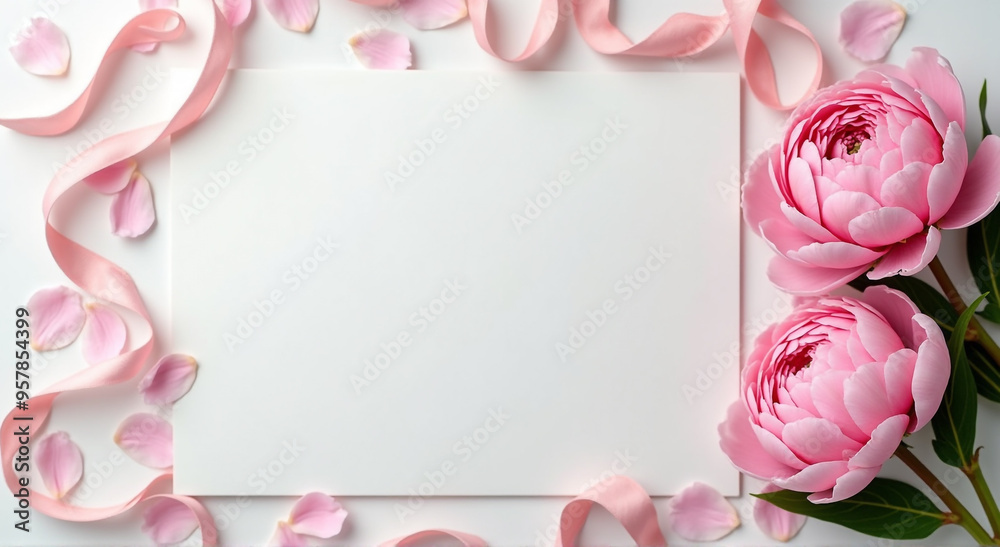 Sticker pink rose frame