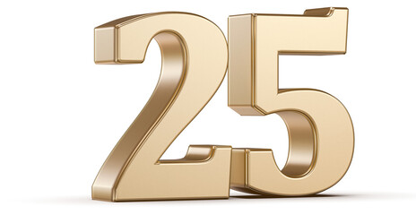 Gold 3D Number 25