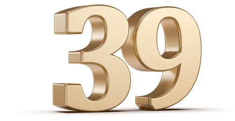 Gold 3D Number 39
