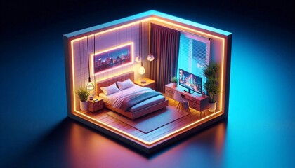 bed in the bedroom