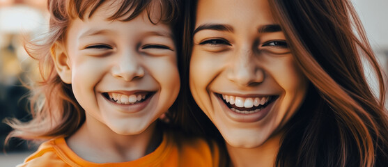 Fototapeta premium Mother and Daughter Sharing a Joyful Moment