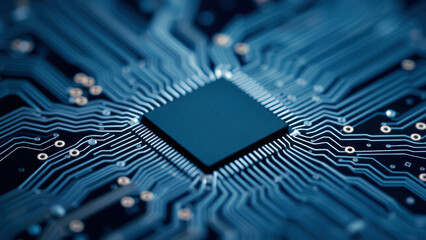 Closeup of a CPU GPU NPU on a Circuit Board