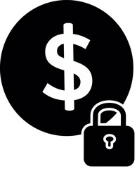 Locked money icon. Dollar money padlock icon. Replaceable vector design.
