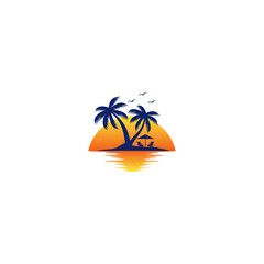 summer beach logo vector template
