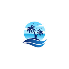 summer beach logo vector template