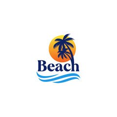 summer beach logo vector template