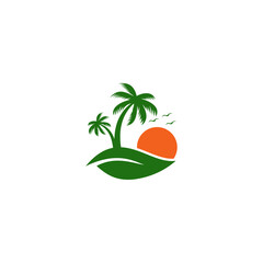 summer beach logo vector template