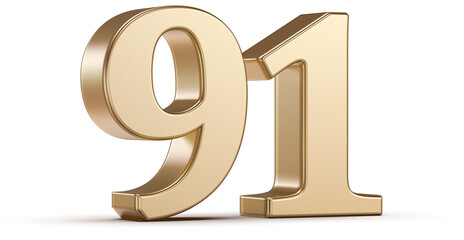 Gold 3D Number 91