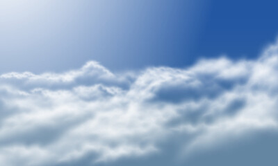 Vector of realistic white cloud on blue sky background illustration.