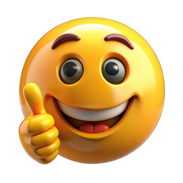 A thumbs up emoticon face isolated on transparent background