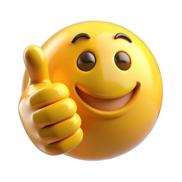 A thumbs up emoticon face isolated on transparent background