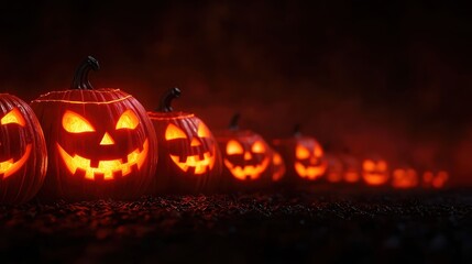 Glowing Jack-O'-Lanterns with Dynamic Motion Effect - Spooky Halloween Animation