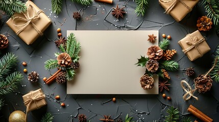 Elegant White Gift Card Mockup for Festival Celebrations, A4 Size, Versatile Arrangement Design.