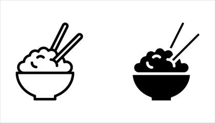 Fried Rice vector icon set collection. Fried Rice Outline flat Icon on white background