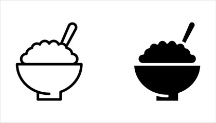 Fried Rice vector icon set collection. Fried Rice Outline flat Icon on white background
