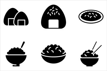 Fried Rice vector icon set collection. Fried Rice Outline flat Icon on white background
