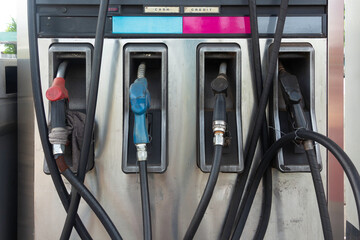 Close-up old petrol pump that has ceased operations