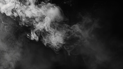 A black and white photo of smoke with a dark background. The smoke is thick and billowing, creating a sense of mystery and intrigue