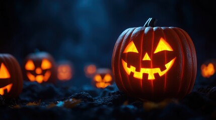 Enchanting Jack-o'-lanterns in a Mystical Crystal Cavern - Halloween Underground Fantasy