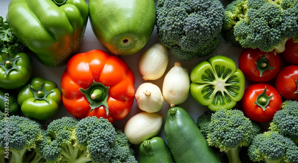 Sticker fresh vegetables on a white background