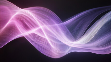 Abstract flow of vibrant pink light waves on a dark background, showcasing smooth and dynamic movement in a modern design