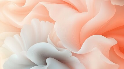 Peach and grey gradient color abstract floral wallpaper, white background