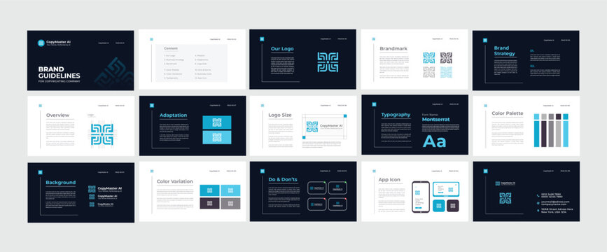 Brand Guidelines Poster Layout Set. Minimal Brand Guideline Template. Brand Identity presentation design. Vector illustration.
