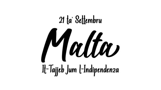 Happy Malta Independence Day Text Animation. Great for Happy Malta Independence Day Celebrations with transparent background, for banner, social media feed wallpaper stories