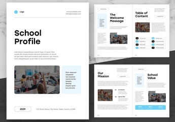 Blue And White School Profile