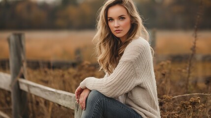 Obraz premium Serene Autumn Portrait Outdoors