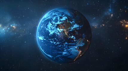 Planet Earth at night, seen from space, showing North America