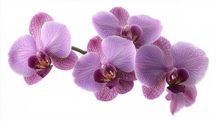 Obraz premium Orchid Elegance: A spray of delicate purple orchids bloom in unison, their intricate patterns and vibrant hues a testament to nature's artistry. 